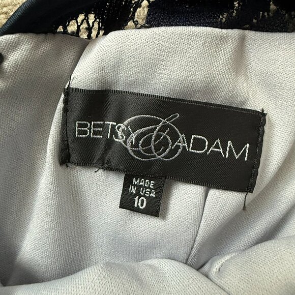 Betsy & Adam Lace Blue Floral Evening Dress Prom Homecoming Sz 10 - Picture 7 of 10